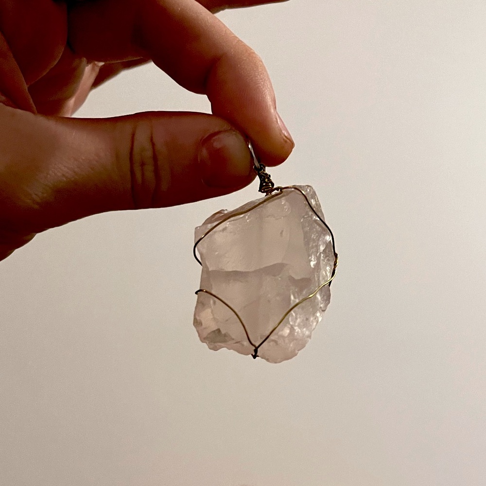 Handmade Wrapped Rose Quartz Pendant